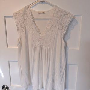 Off white cap sleeved lace blouse